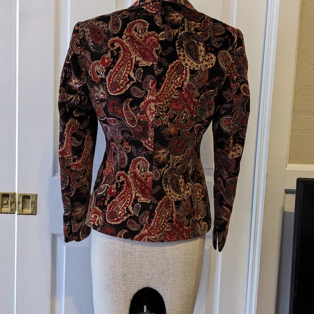 Velvet Paisley Blazer fall colors Talbot's - Picture 3 of 10